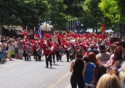 Here comes a marching band in red